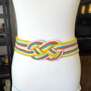 Colorful Striped Woven Belt with Knot Design